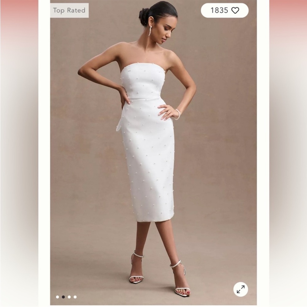 NWT Sachin & Babi Gemma Strapless Back Bow Pearl Midi Dress